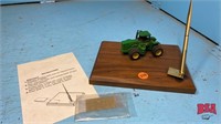 gift desk plaque w/ JD 4 WD tractor, 1/64 scale