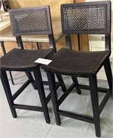 (2) woven seat bar stool chairs; see pics
