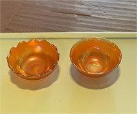 Two 7" Vintage Carnival Glass Bowls