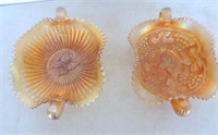 Pair Carnival Glass Candy Dishes 6"D