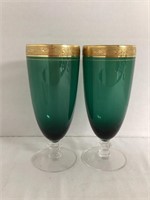 Two Tiffin Franciscan Green Iced Tea Glasses