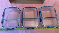 Divided Glass Storage Containers 8.5x6.25 (Lids