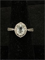 Vintage Silver 925 Clear Stone Ring Size 7