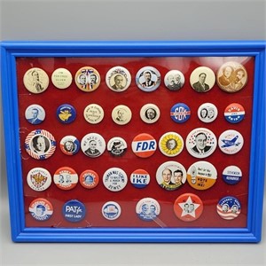38 REPRODUCTION PRESIDENTIAL CANDIDATE PINS WITH