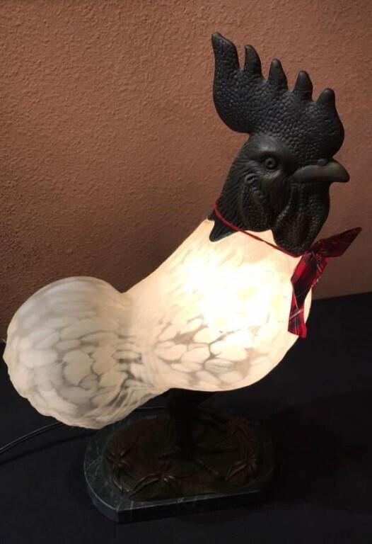 Art Glass Rooster Lamp