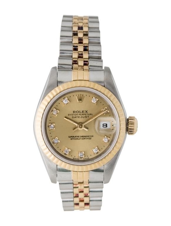 Rolex 18k Ylw Gold Lady Datejust Chpgne Dial 26mm