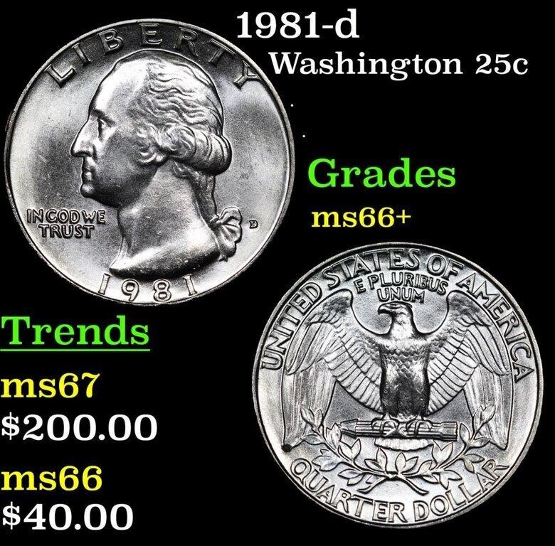 1981-d Washington Quarter 25c Grades GEM++ Unc