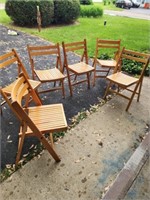 6 wooden folding chairs