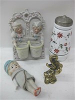 Vtg Sugar Shaker, Wall Pocket, Japan Figure, etc