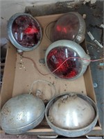 5 CHROME AND RED CAUTION LIGHTS