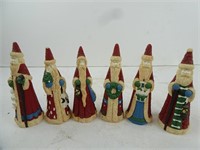 Lot of 6 Plaster Santa Clause Painted Figures
