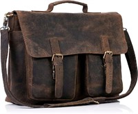 KomalC 18 Inch Leather briefcase Laptop Messenger