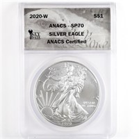 2020-W Burnished Silver Eagle ANACS SP70
