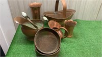 6 ASSORTED COPPER PIECES INCLUDES: PORCELAIN