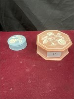 Pink and Blue Incolay Jewelry or Soap Stones
