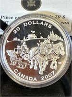 2007 $20 Fine Silver Coin Holiday Sleigh Ride