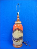 Very Tall Pottery & Teak Lamp / Art Piece 40" H
