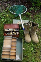 Lot of fishing and tackle boxes