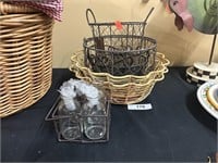 Metal Baskets And Mini Milk Bottles With Tray