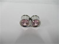 9/16" Pink Gem Stainless Steel Screw On Tunnels