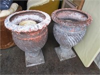 (2) large flower pots