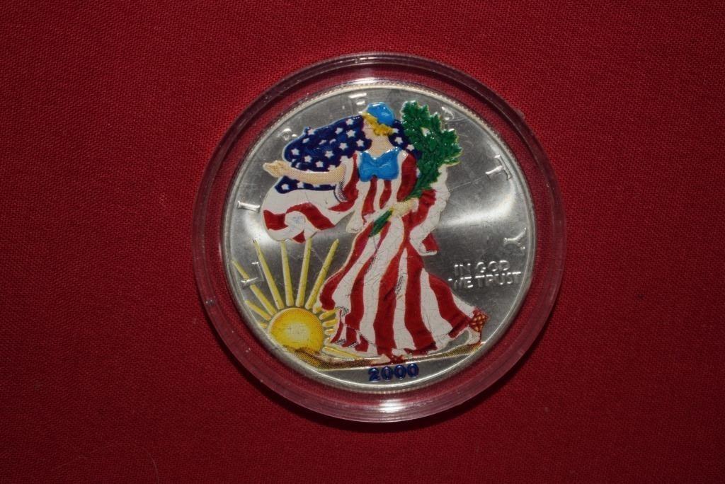 2000 Colorized Silver Eagle in Case