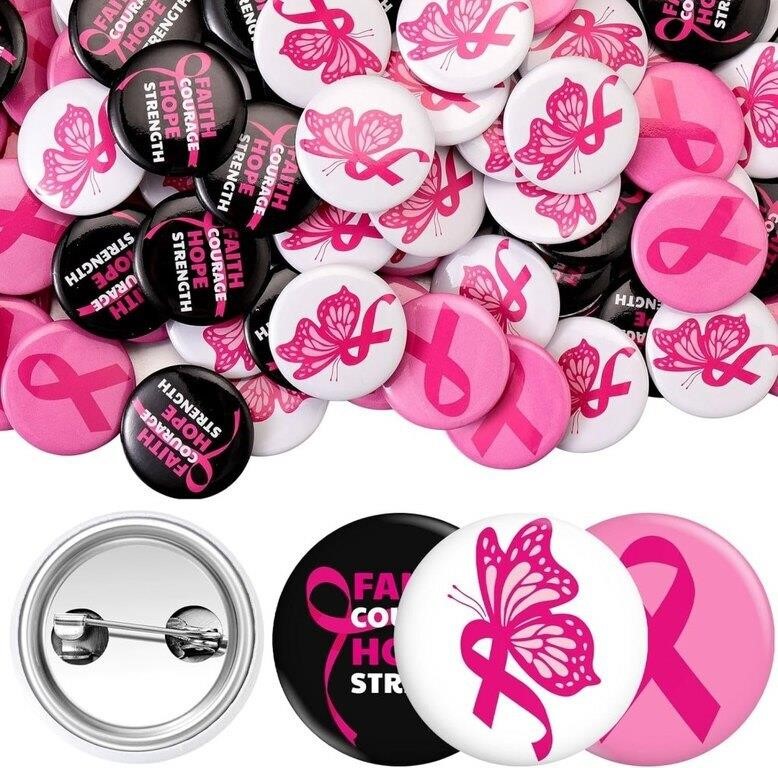 900 Pcs Ribbon Button Pins 1 Inch Pink Ribbon