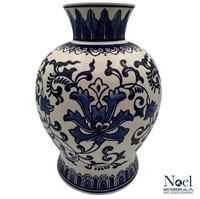 VTG Chinese Blue & White Coastal Living Vase