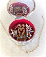 Metal Jewelry Box W/ Stone Set Jewelry Collection