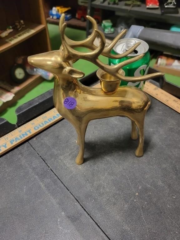 Brass Elk Stag Candle Holder Figure