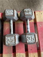 Two 35 pound dumbbells
