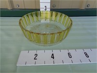 Vintage Walther Glass Serving Bowl Yellow Trim