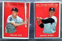 1961 Topps Roger Maris & Nellie Fox All Star Cards