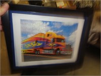 SEMI TRUCK PUZZLE IN FRAME 12X15