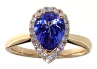 14kt Rose Gold 1.72ct Pear Tanzanite & Diamond Rin