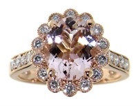 14K Rose Gold 2.65 ct Morganite and Diamond Ring