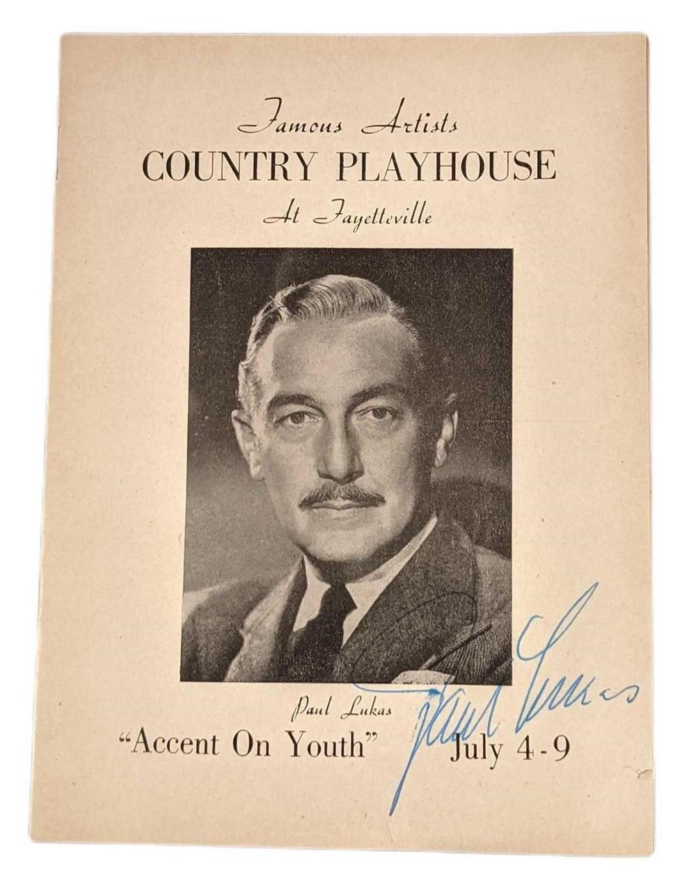 Paul Lukas Signed "Accent On Youth" Program