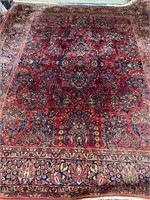 Hand Knotted Persian Sarouk Rug 9.5x8 ft