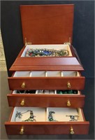 Costume Jewelry Box & Contents