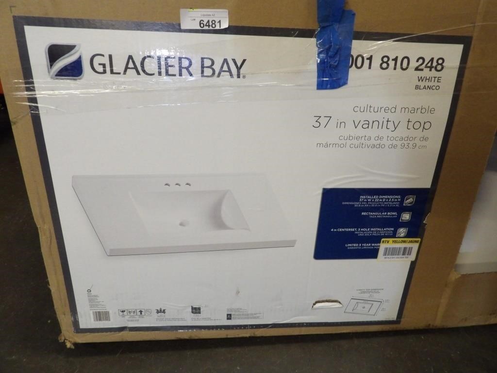 Glacier Bay 37in Sink Vanity Top In White