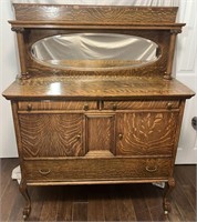 1920's Tiger Oak sideboard/ buffet w/ mirror.