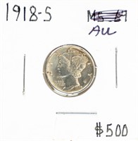 Coin 1918-S Mercury Dime-AU