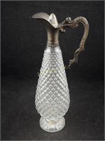 Vtg Diamond Pattern Crystal 13" Wine Decanter