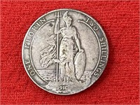 1910 Silver Great Britain Two Shillings Coin