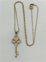 18K GL Fancy CZ Skeleton Key Necklace