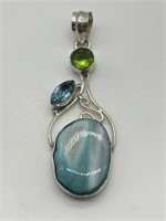 Sterling Silver Solar Quartz & Topaz Pendant