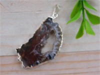 GEODE SLICE PENDANT ROCK STONE LAPIDARY SPECIMEN