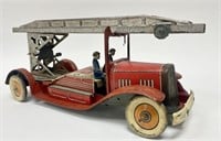 1940's Mettoy England Tin Litho Wind Up Fire Truck