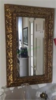 Antique gold gesso wood framed wall mirror,