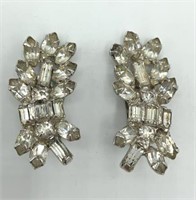 Vintage KRAMER Clear Rhinestone Fancy Earrings